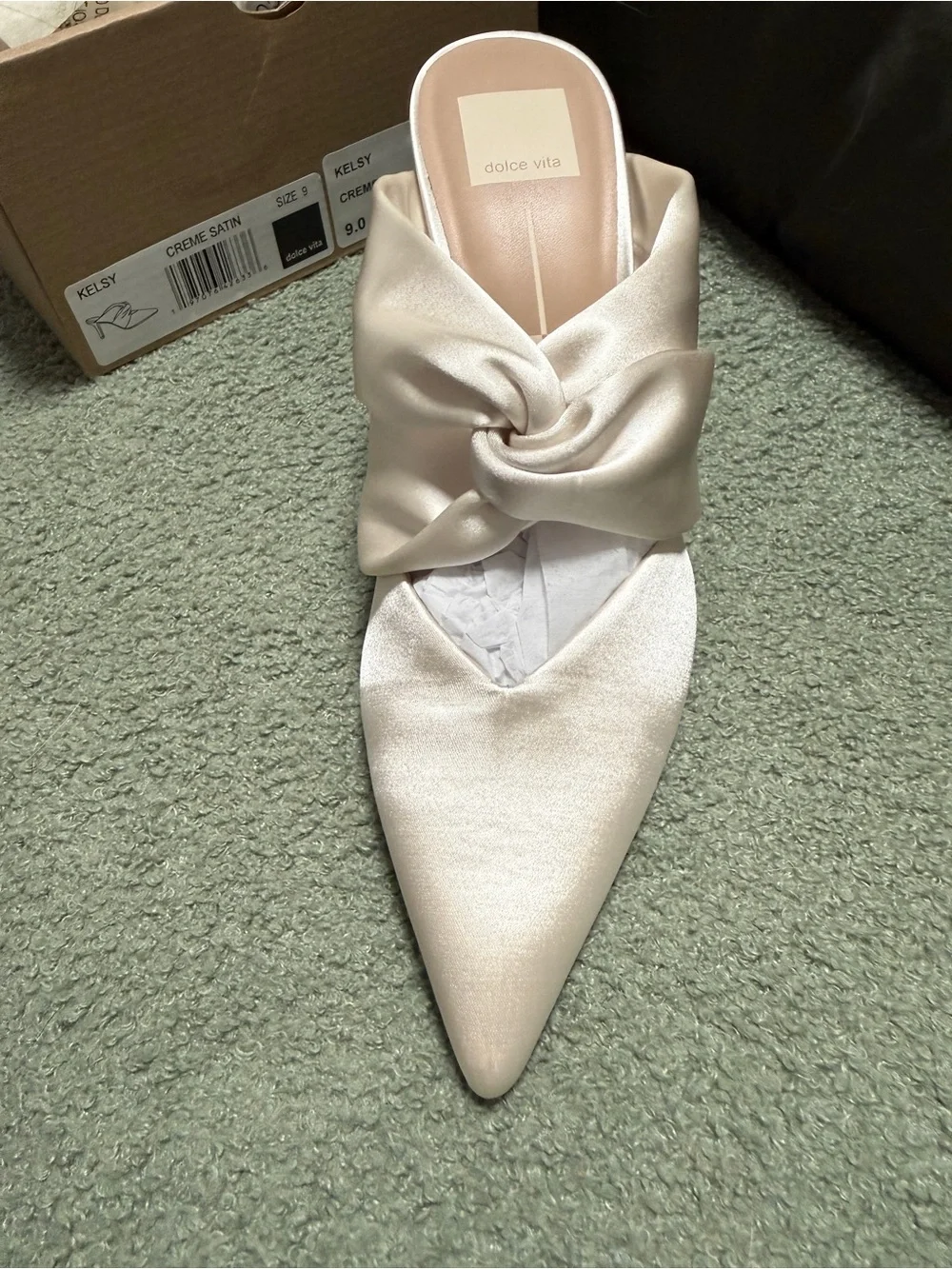 Dolce Vita Kelsy Creme Satin Twist Mule Heels - Size 9 - Brand new